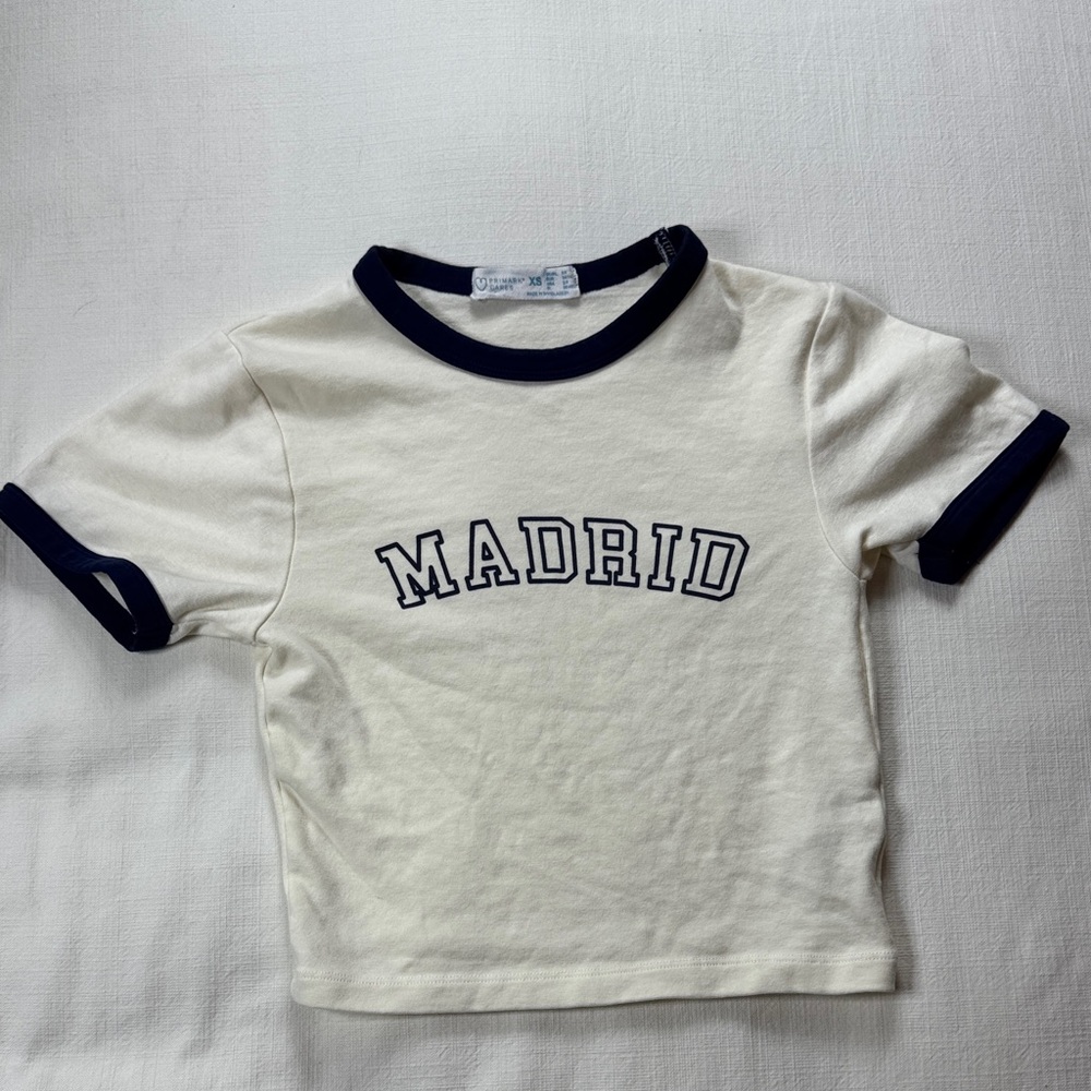 Primark Cream and Black Ringer‎ Tee